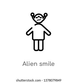 alien smile vector line icon. Simple element illustration. alien smile outline icon from people concept. Can be used for web and mobile