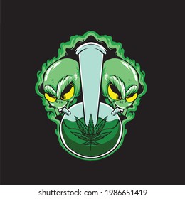 alien smoking a marijuana illustration