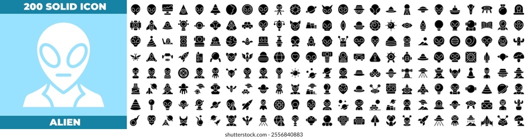 Alien Solid Editable Icons set. Vector illustration in modern thin solid style of alien icons: planet earth, observatory, alien, etc