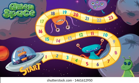 Alien space board game illustration