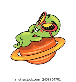 alien space cartoon isolated design