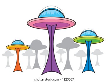 alien space center (vector) - cartoon illustration