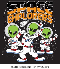 Alien Space Explorers  vector illustration design