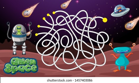 Alien space game background illustration