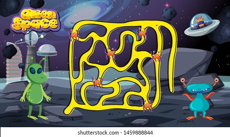 Alien space game background illustration