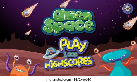 Alien space game background illustration