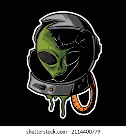 alien space helmet destroyed illustration