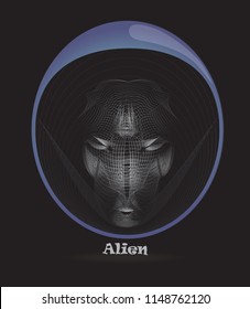 Alien in space Helmet with graphics lines design. 