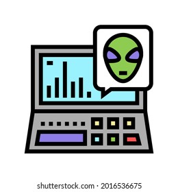 alien space laptop color icon vector. alien space laptop sign. isolated symbol illustration