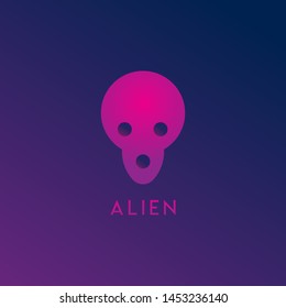 Alien Space Logo Design Template, Pink, Purple, Violet, Dark, Gloomy