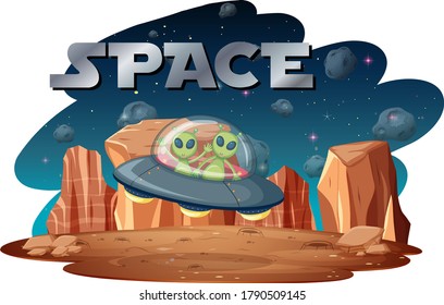 Alien in space scene illustration
