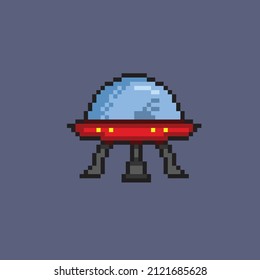 an alien space ship in pixel art style