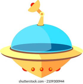Alien space ship. Plastic kid toy. Ufo icon
