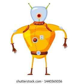Alien in a space suit, a fantastic funny humanoid character, a monster. Vector illustration isolated cartoon style