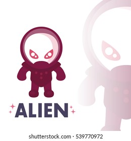 alien in space suit in flat style over white