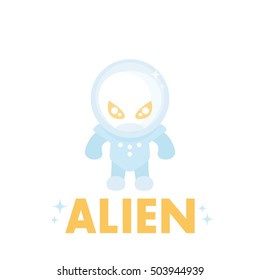 alien in space suit, icon in flat style on white