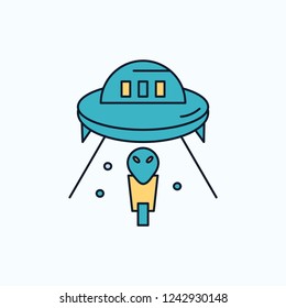 alien, space, ufo, spaceship, mars Flat Icon. green and Yellow sign and symbols for website and Mobile appliation. vector illustration