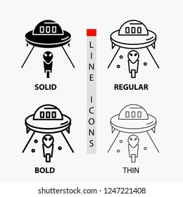 alien, space, ufo, spaceship, mars Icon in Thin, Regular, Bold Line and Glyph Style. Vector illustration