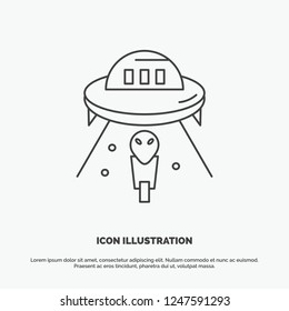 alien, space, ufo, spaceship, mars Icon. Line vector gray symbol for UI and UX, website or mobile application