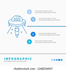 alien, space, ufo, spaceship, mars Infographics Template for Website and Presentation. Line Blue icon infographic style vector illustration