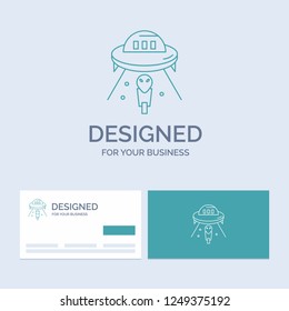 alien, space, ufo, spaceship, mars Business Logo Line Icon Symbol for your business. Turquoise Business Cards with Brand logo template