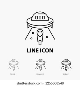 alien, space, ufo, spaceship, mars Icon in Thin, Regular and Bold Line Style. Vector illustration