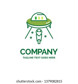 alien, space, ufo, spaceship, mars Flat Business Logo template. Creative Green Brand Name Design.