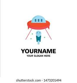 alien, space, ufo, spaceship, mars Flat Color Icon Vector
