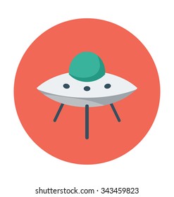 Alien Spacecraft Colored Vector Icon 