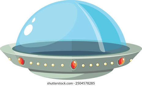 Alien spacecraft icon. Cartoon ufo space toy