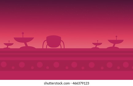 alien spacecraft red backgrounds game vector illustration