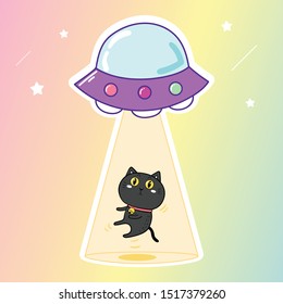 Alien spaceship abducting a cat