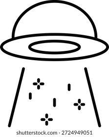Alien spaceship beaming light to ground