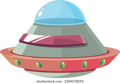 Alien spaceship cartoon icon. Ufo flying saucer