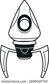 Alien spaceship game rocket black-and-white