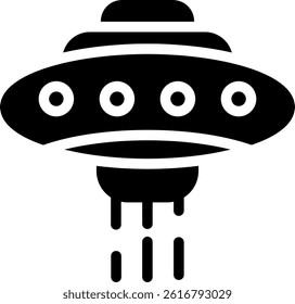 Alien Spaceship Glyph Vector Icon Design