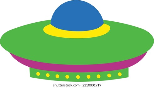 Alien Spaceship Icon. Green Ufo. Space Exploration Symbol