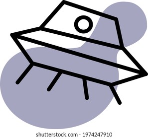 Alien spaceship, icon illustration, vector on white background