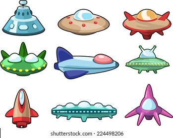 Alien spaceship icon  vector cartoon illustrations