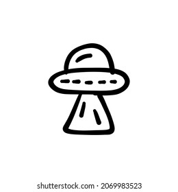 alien spaceship icon in vector. Logotype - Doodle