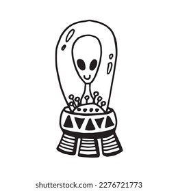 alien and spaceship illustration in vector