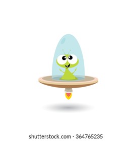 alien spaceship isolated on white . ufo. green alien in space vector. flying saucer