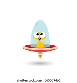 alien spaceship isolated on white . ufo. green alien in space vector. flying saucer