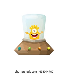 alien spaceship isolated on white . ufo. orange alien in space vector. flying saucer