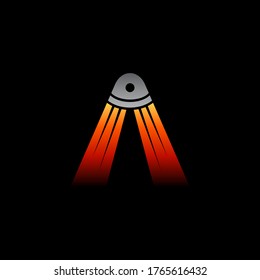 Alien spaceship logo and initial letter A, creative lettering logo concept