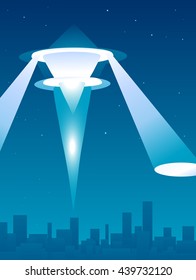 Alien spaceship over the city