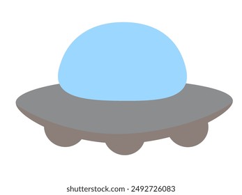 Alien spaceship, spacecrafts and UFO. Cosmic ship in form saucer for transportation. Children clip art. Vector cartoon flat illustration for space design.