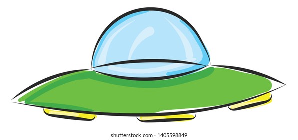 It is an alien spaceship. Still we could not find any concrete evidence of the existence of aliens., vector, color drawing or illustration. 