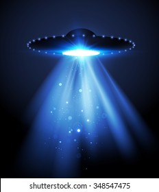 Alien Spaceship - UFO Background. Vector Illustration.