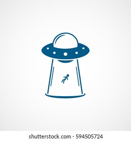 Alien Spaceship UFO Blue Flat Icon On White Background